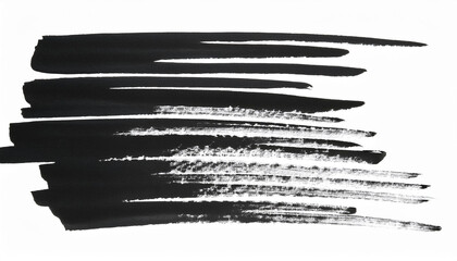 Hand drawn black highlighter strokes. Freehand black watercolor strokes with grunge on white.