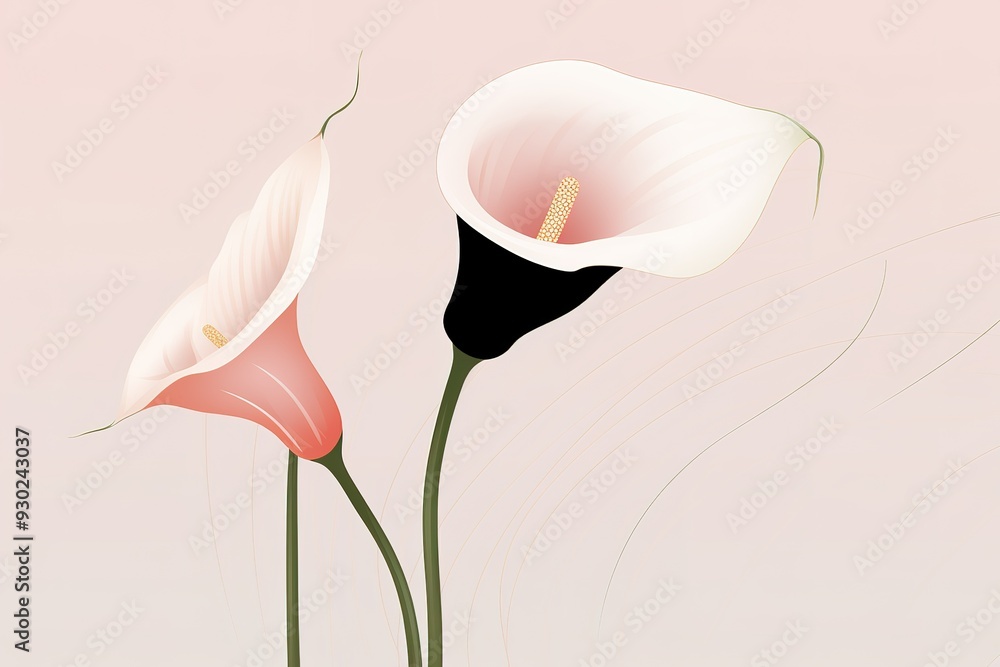 Poster abstract flower in continuous line art drawing style. one line art. carnation flower black linear de
