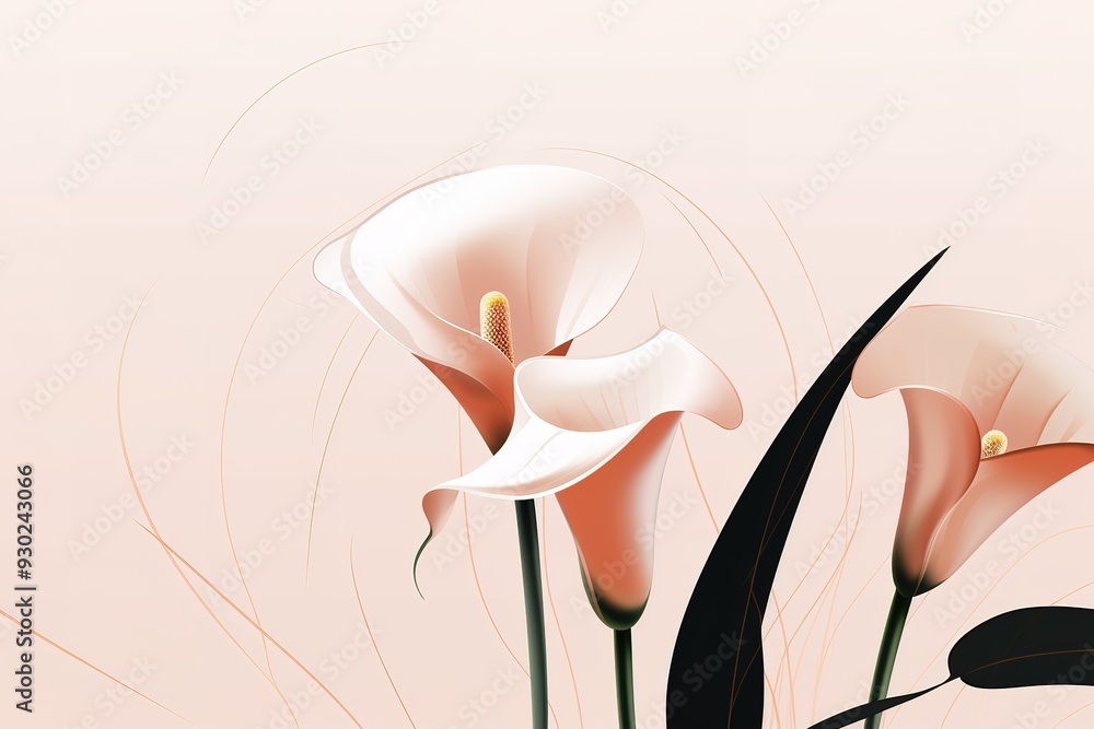 Poster abstract flower in continuous line art drawing style. one line art. carnation flower black linear de