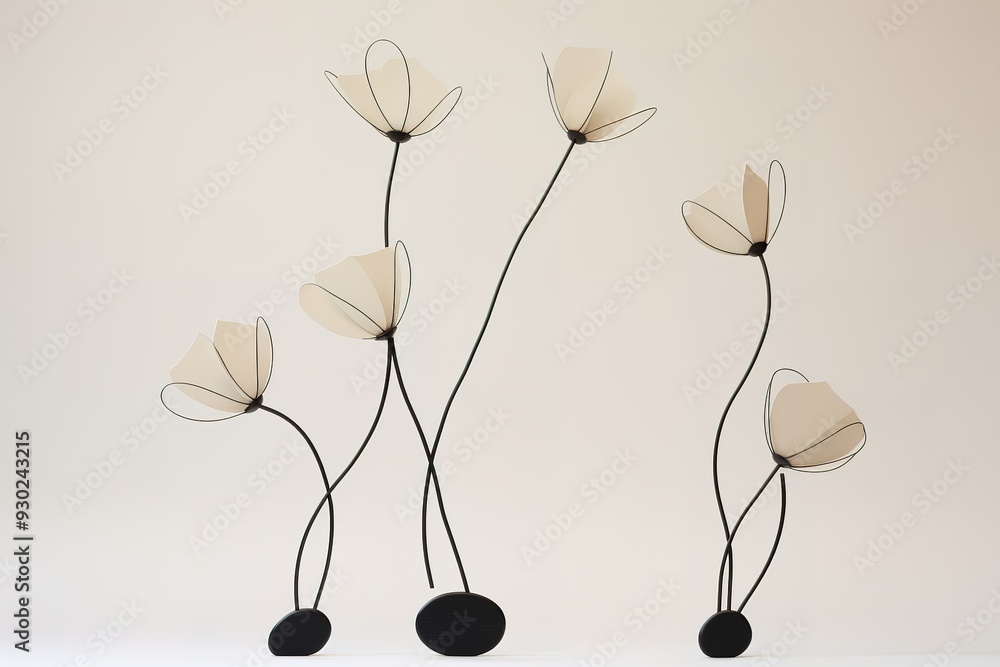 Poster abstract flower in continuous line art drawing style. one line art. carnation flower black linear de