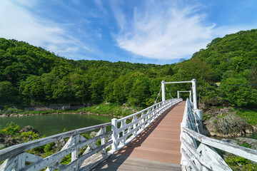 Obraz premium 神居古潭（かむいこたん）・神居大橋 北海道旭川の観光地