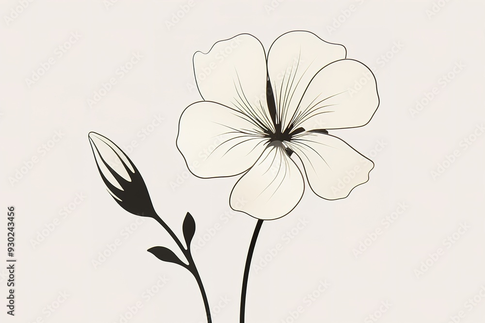Poster abstract flower in continuous line art drawing style. one line art. carnation flower black linear de