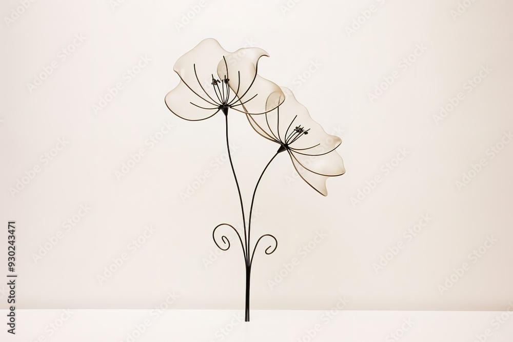 Poster abstract flower in continuous line art drawing style. one line art. carnation flower black linear de
