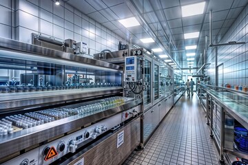 Industrial Kitchen Brilliance. A pristine, modern industrial kitchen with stainless steel equipment.