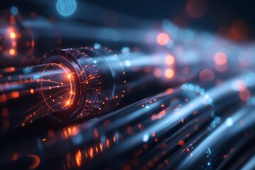 Internet cable, fiber optics concept, wallpaper, copy space, banner, futuristic
