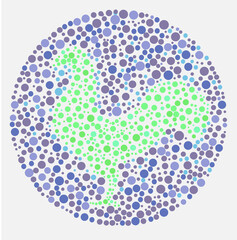 color blindness test in the form of a chicken image. green, blue,  chicken images for color blindness test
