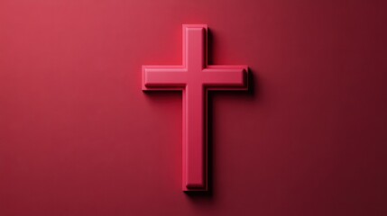 Red cross symbol on monochromatic background representing healthcare or medical services..