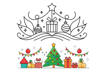 Modern Merry Christmas Festival Decorative Background Design Vector illustration.