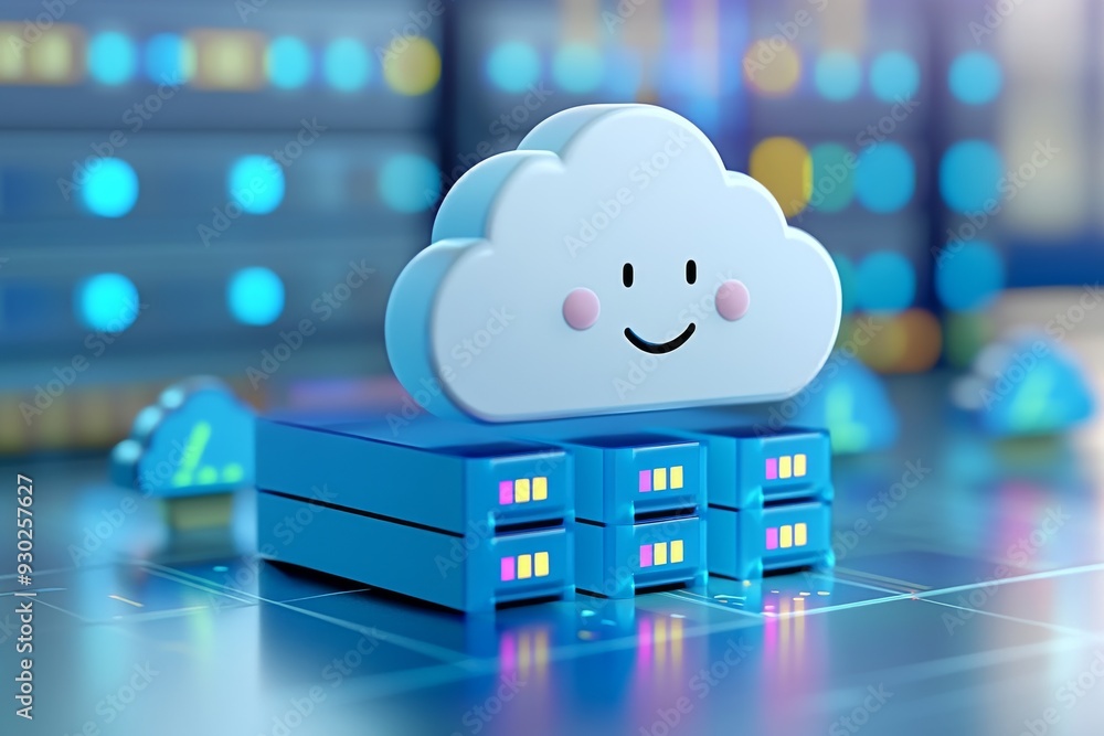 Aufkleber cloud shaped house in a whimsical setting illustrating cloud computings integration into everyday li