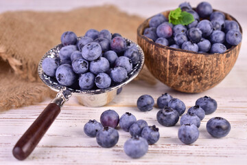 Fresh blueberry berries. Close-up. Selective focus.