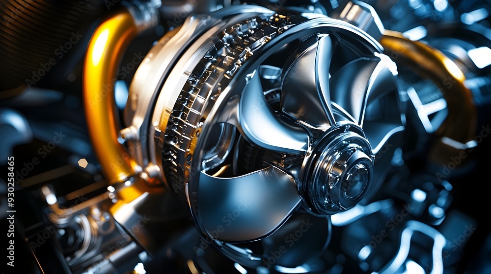 Poster high-performance turbocharger in vehicle engine showcase efficiency and speed