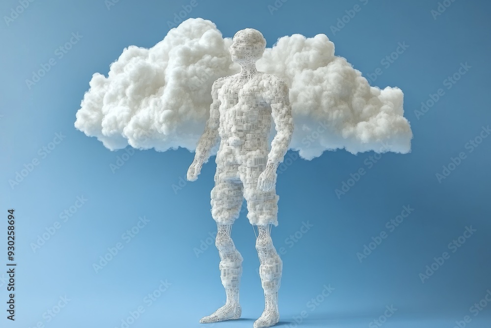 Aufkleber creative conceptual cloud formation resembling a tree symbolizing organic data growth and cloud comp