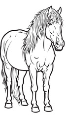 Obraz premium Draft horse simple outline stock illustration vector