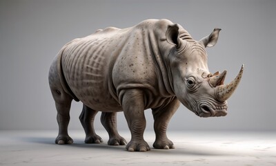 Fototapeta premium A threedimensional model representation of a rhinoceros standing on the ground