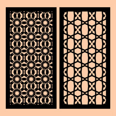 A set of panels for interior decoration, laser cutting, plotter cutting and screen printing