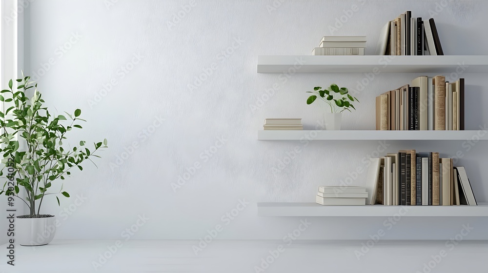 Aufkleber effortless floating shelf design for airy and light bookshelf wall