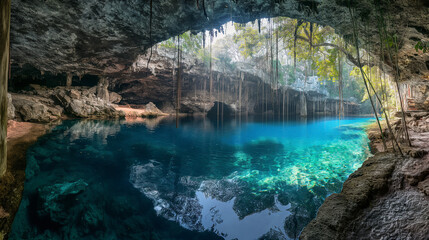 mysterious cenote, uncharted cave, adventure destination, perfect travel wallpaper