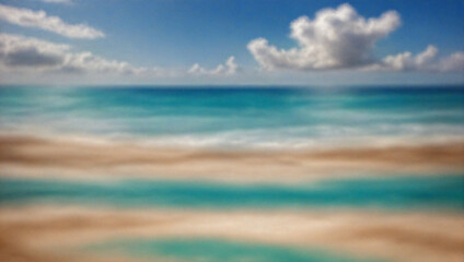 Obraz premium Dreamy Abstract Beach Horizon: Blurred Tropical Paradise Seascape with Turquoise Waves