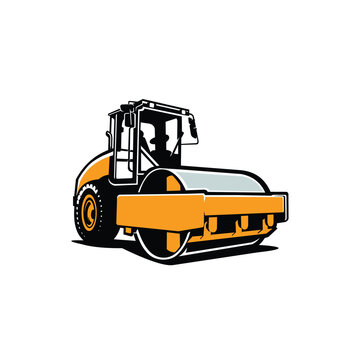 Road roller vector, drum roller heavy duty machine vector isolated. Best for road construction related industry