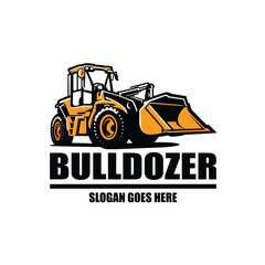 Bulldozer heavy duty construction logo vector design isolated illustration. Best for construction related industry