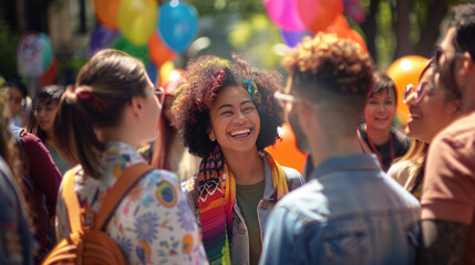 Fototapeta premium People of various ethnicities, genders, and abilities participating in a community event, promoting diversity
