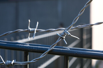 Closeup of a barbed wire