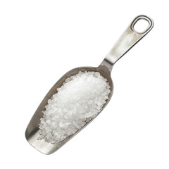 A scoop of gourmet sea salt isolated on a transparent background 