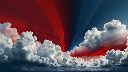 Red, white and blue wallpaper against the sky Generative AI