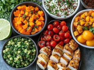 A familystyle meal plan layout with healthy options for breakfast, lunch, and dinner, Family healthy meal plan, wholesome eating