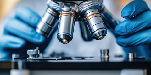 Laboratory technician analyzing Monkeypox virus sample under a microscope