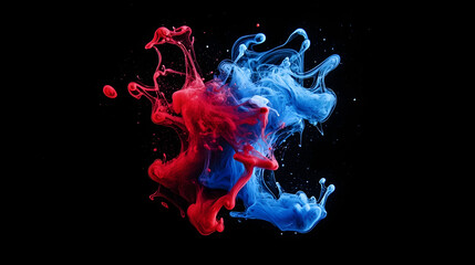Acrylic blue and red colors in water. 