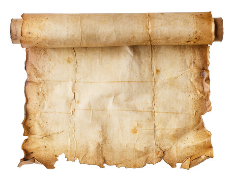 Old Isolated Paper Scroll Ancient Papyrus On A White Background