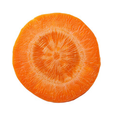 Top view of a vibrant orange carrot slice with a smooth texture, isolated on a transparent background 