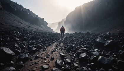 Lava Field Arcana in Foggy Winter: The Explorer's Globetrot Engulfed in Landslide