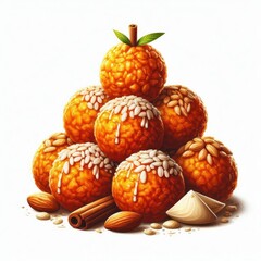 Laddu indian dessert food isolated on a white background