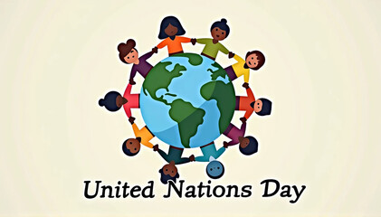 United Nations Day celebration poster featuring diverse cultures and global unity