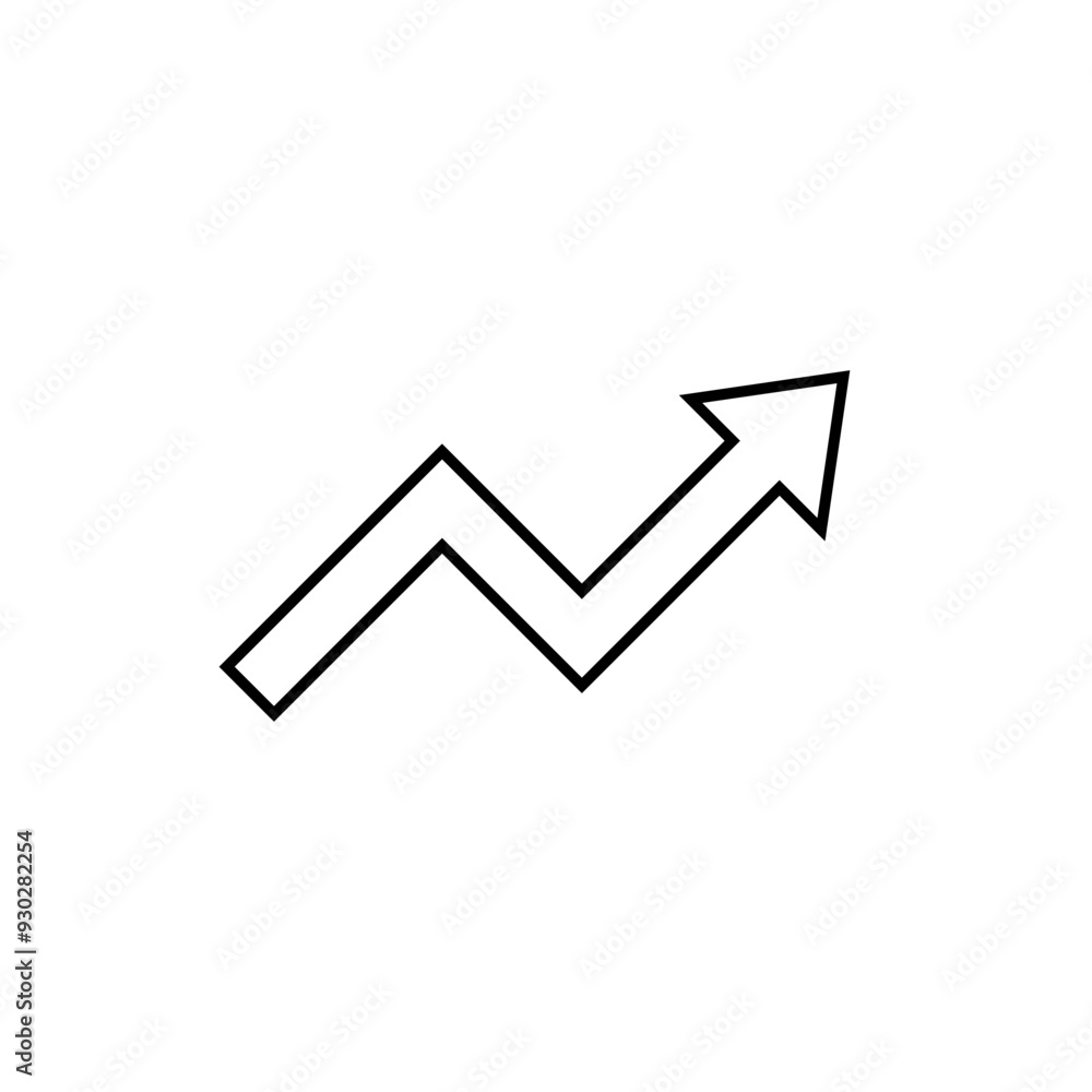 Poster zigzag arrow line icon in generic style. market increase sign symbol
