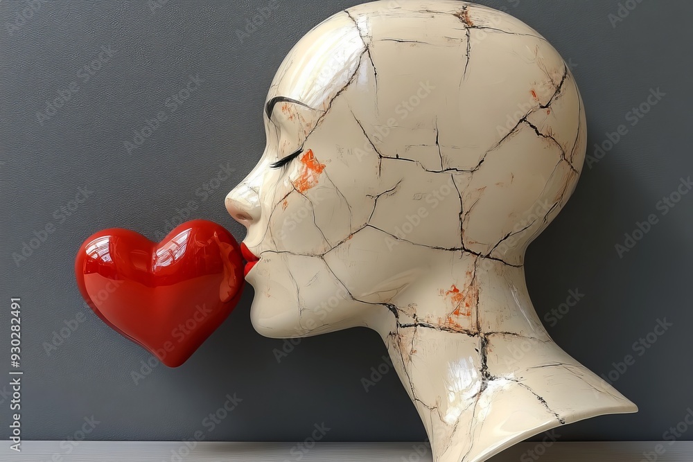 Poster shattered humanoid head representing the vulnerabilities and ethical considerations of advancing ai 
