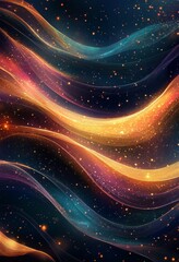 キラキラと波打つ抽象的でカラフルな背景