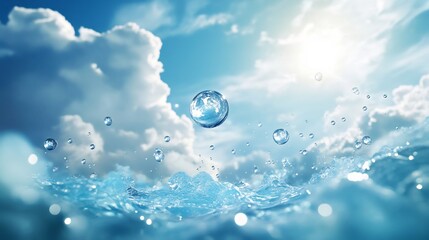 Water Droplets Falling From a Blue Sky