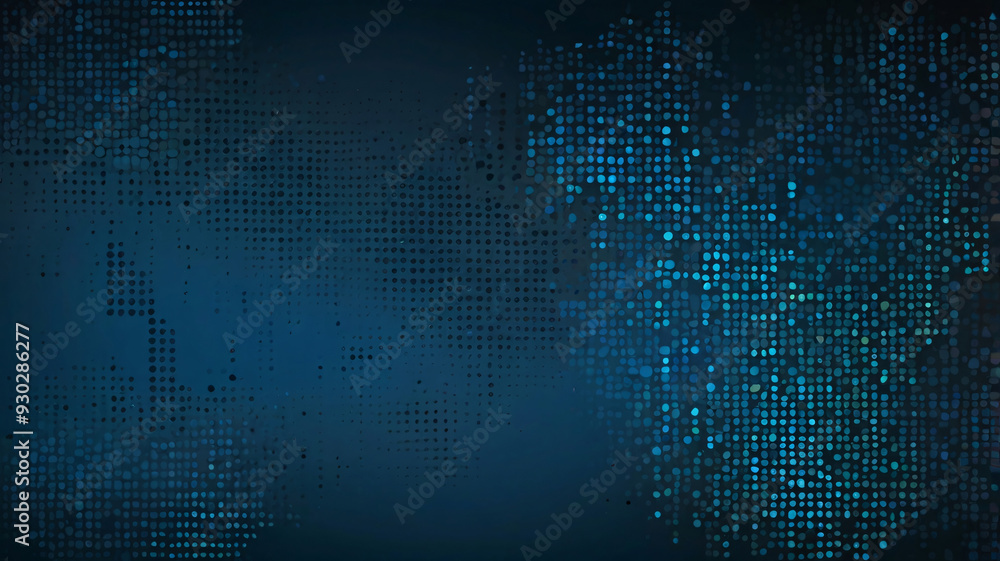 Poster dynamic blue dot pattern on dark gradient background