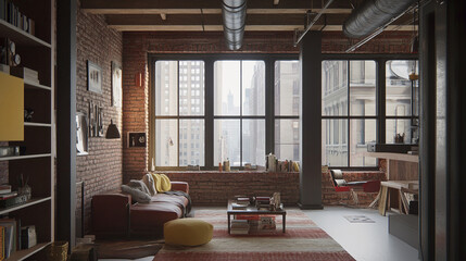 Modern Urban Loft with Exposed Brick Architectural design