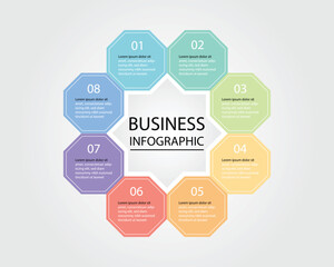 Business Infographic modern design template for banners and infographics for 8 Octagon step 