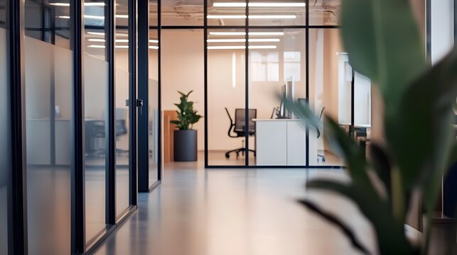Minimalist Glass Partition in Modern Office Space with Open Design Concept