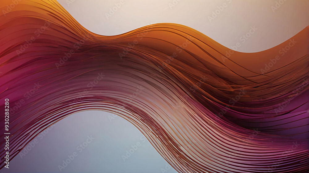 Poster dynamic wave pattern with gradient transition from deep purple to bright orange