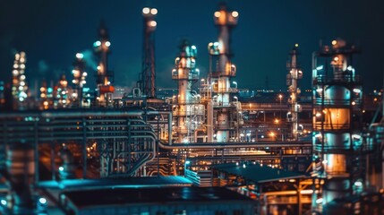 Fototapeta premium Nighttime Industrial Landscape