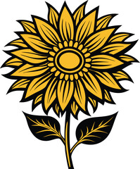 Fototapeta premium Sunflower vector illustration design, Sunflower graphic art drawing. Colorful Sunflower.
