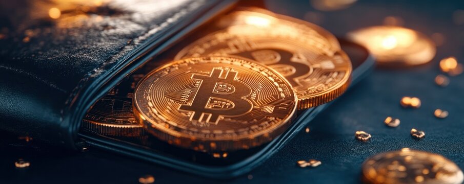 Bitcoin Cryptocurrency Coins in Wallet, Digital Currency Investment, Blockchain Technology, Future of Finance, Cryptocurrency Trading, Digital Assets, Financial Freedom, Decentralized Finance, Crypto