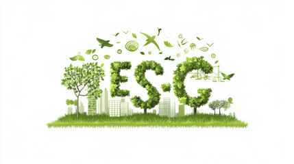 An illustration of an ESG (Environmental, Social, and Governance) and eco-friendly community, featuring an unlimited symbol that represents green and sustainable practices. The design is ideal for add