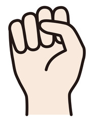 手のベクターイラスト。ハンドサイン、グー、こぶし、アイコン、線